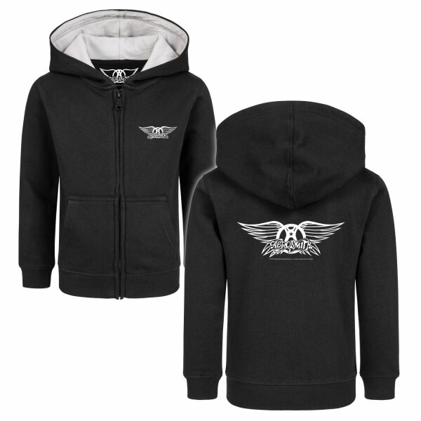 Aerosmith (Logo Wings) - Kinder Kapuzenjacke, schwarz, weiß, 104