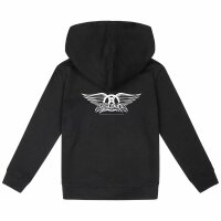 Aerosmith (Logo Wings) - Kinder Kapuzenjacke, schwarz, weiß, 104