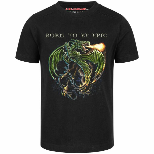 born to be epic - Kinder T-Shirt, schwarz, mehrfarbig, 128