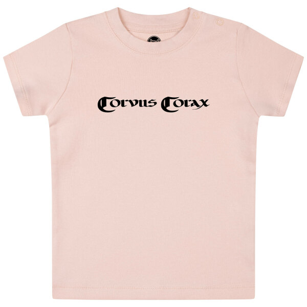 Corvus Corax (Logo) - Baby T-Shirt, hellrosa, schwarz, 56/62