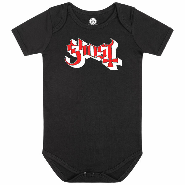 Ghost (Logo) - Baby Body, schwarz, rot/weiß, 68/74