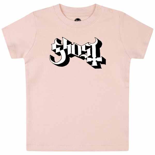 Ghost (Logo) - Baby T-Shirt, hellrosa, schwarz/weiß, 56/62