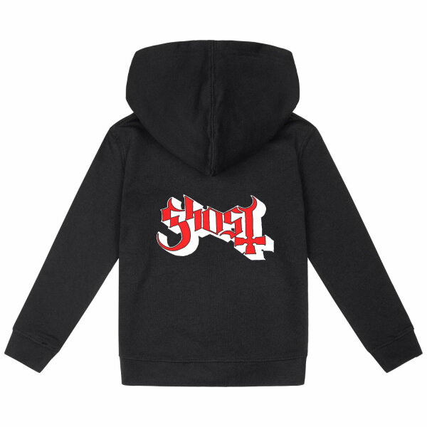 Ghost (Logo) - Kids zip-hoody, black, red/white, 116