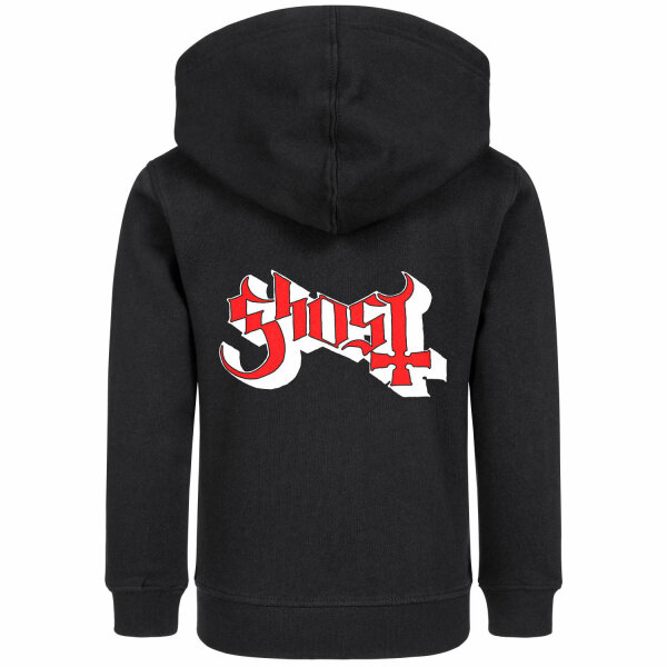 Ghost (Logo) - Kinder Kapuzenjacke, schwarz, rot/weiß, 152