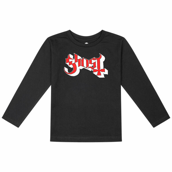 Ghost (Logo) - Kids longsleeve, black, red/white, 104