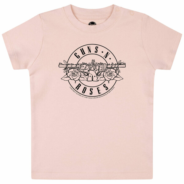 Guns n Roses (Bullet - outline) - Baby T-Shirt, hellrosa, schwarz, 56/62