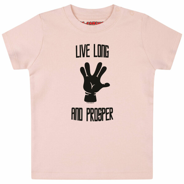 Live Long and Prosper - Baby t-shirt, pale pink, black, 56/62