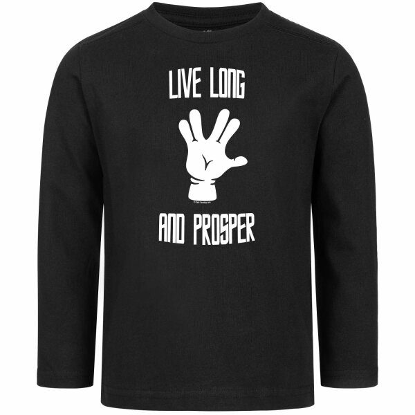 Live Long and Prosper - Kinder Longsleeve, schwarz, weiß, 116