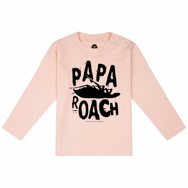 Papa Roach (Logo/Roach) - Baby longsleeve, pale pink, black, 56/62