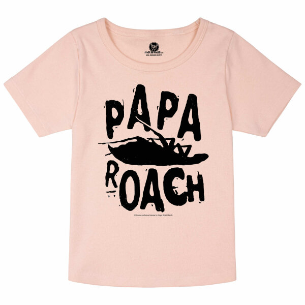 Papa Roach (Logo/Roach) - Girly shirt, pale pink, black, 116