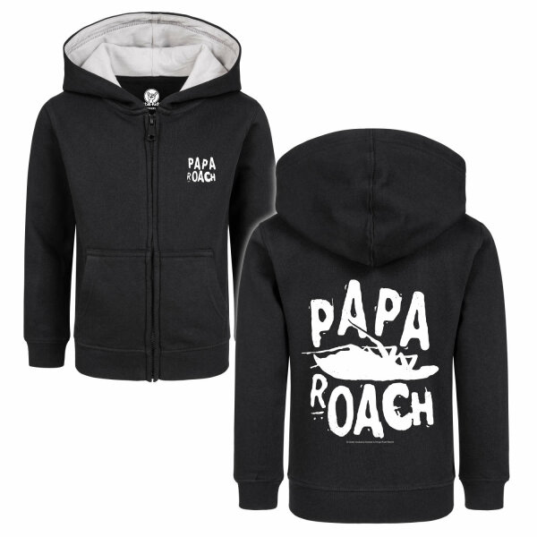 Papa Roach (Logo/Roach) - Kinder Kapuzenjacke, schwarz, weiß, 128