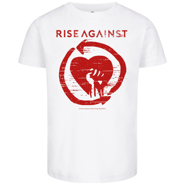 Rise Against (Heartfist) - Kinder T-Shirt, weiß, rot, 128