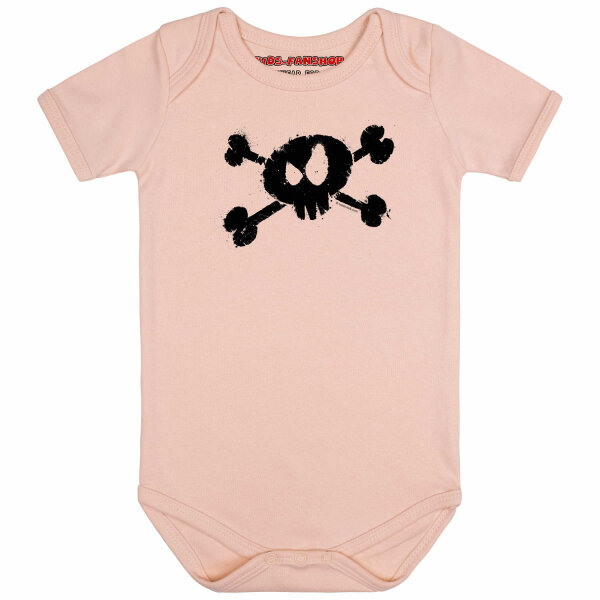 Splashed Skull - Baby bodysuit, pale pink, black, 56/62