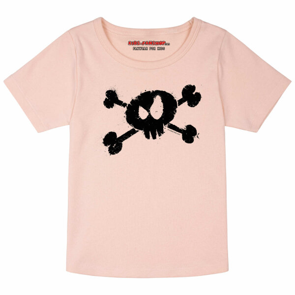 Splashed Skull - Girly shirt, pale pink, black, 116