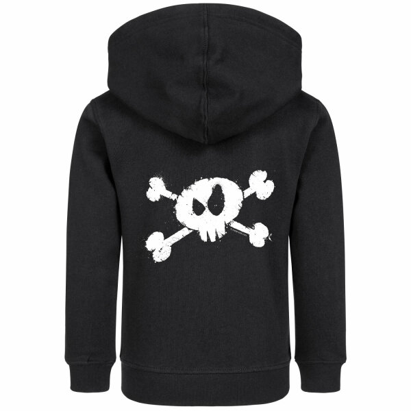 Splashed Skull - Kinder Kapuzenjacke, schwarz, weiß, 116