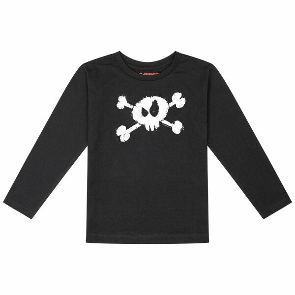 Splashed Skull - Kinder Longsleeve, schwarz, weiß, 116