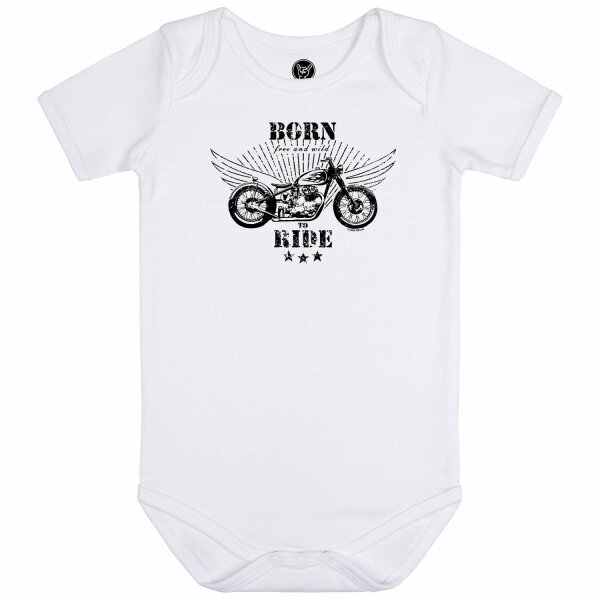 born to ride - Baby bodysuit, white, black, 80/86