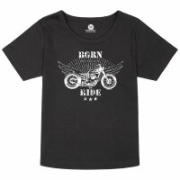 born to ride - Girly Shirt, schwarz, weiß, 116