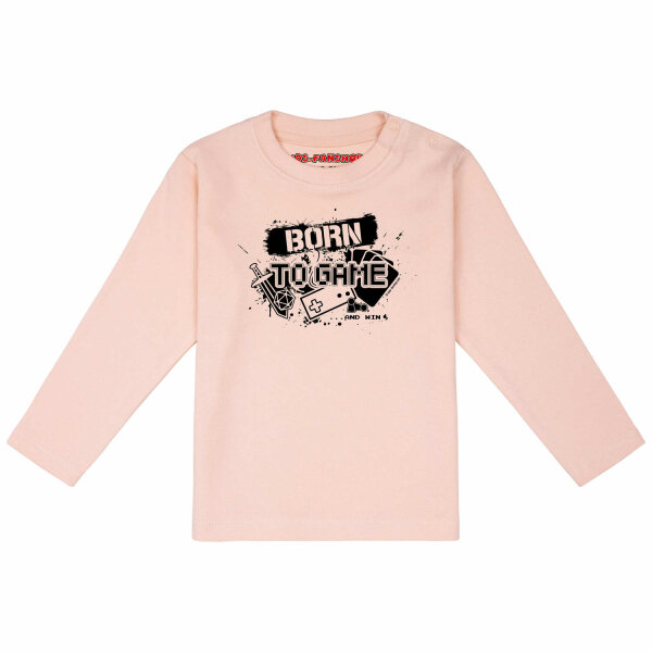 Born to Game - Baby longsleeve, pale pink, black, 56/62
