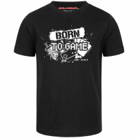 Born to Game - Kinder T-Shirt, schwarz, weiß, 104