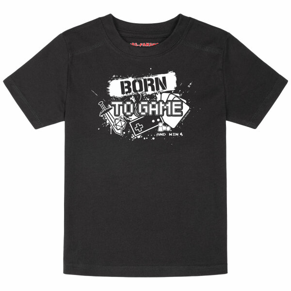 Born to Game - Kinder T-Shirt, schwarz, weiß, 140