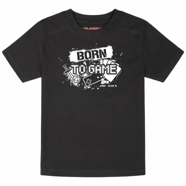 Born to Game - Kinder T-Shirt, schwarz, weiß, 164