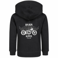 born to ride - Kids zip-hoody, black, white, 104