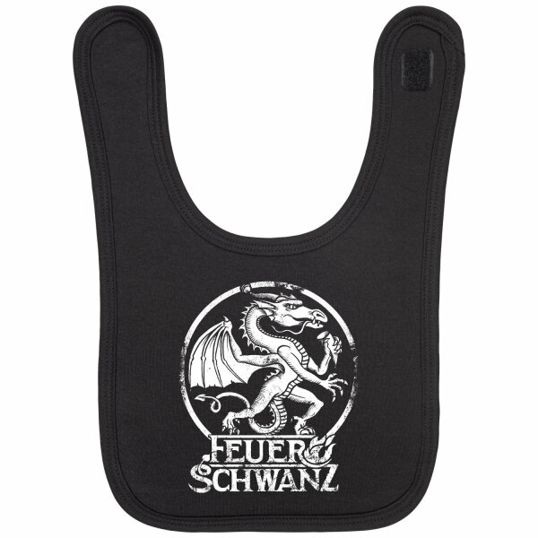 Feuerschwanz (Drache) - Baby bib, black, white, one size