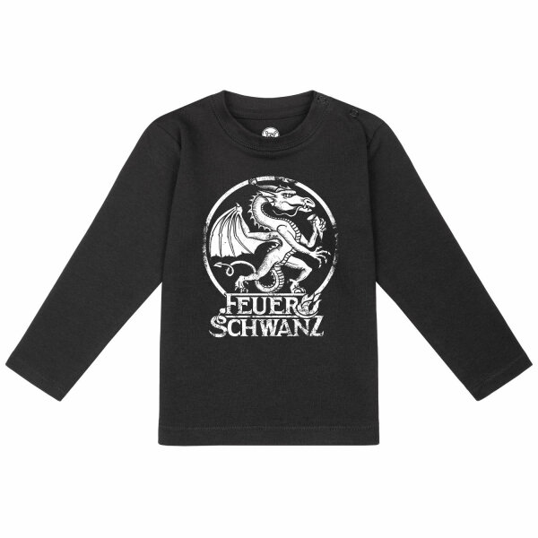 Feuerschwanz (Drache) - Baby Longsleeve, schwarz, weiß, 80/86