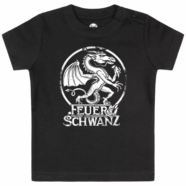 Feuerschwanz (Drache) - Baby t-shirt, black, white, 68/74