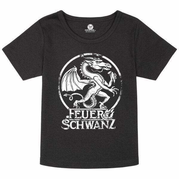 Feuerschwanz (Drache) - Girly Shirt, schwarz, weiß, 104