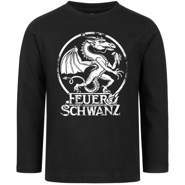 Feuerschwanz (Drache) - Kids longsleeve, black, white, 128