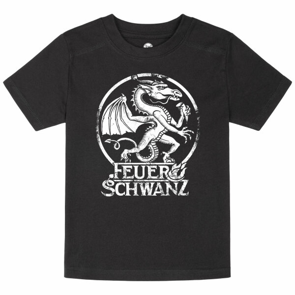 Feuerschwanz (Drache) - Kinder T-Shirt, schwarz, weiß, 104