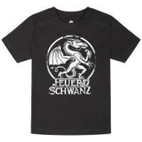 Feuerschwanz (Drache) - Kinder T-Shirt - schwarz - weiß - 140