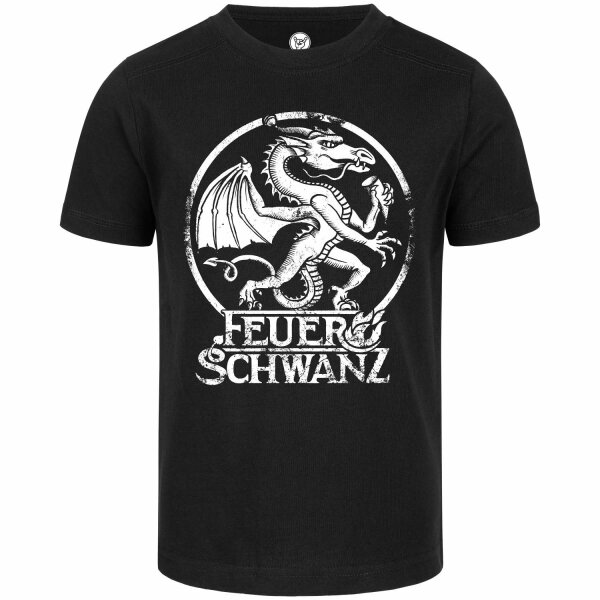 Feuerschwanz (Drache) - Kinder T-Shirt, schwarz, weiß, 92